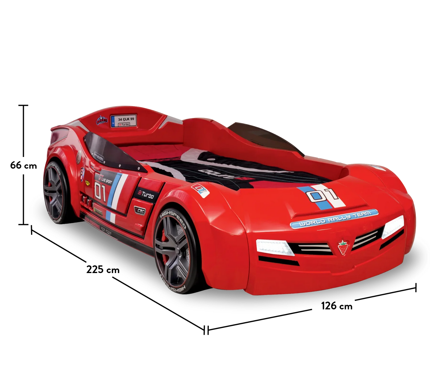 Lit Voiture Biturbo Rouge (90x195 cm)