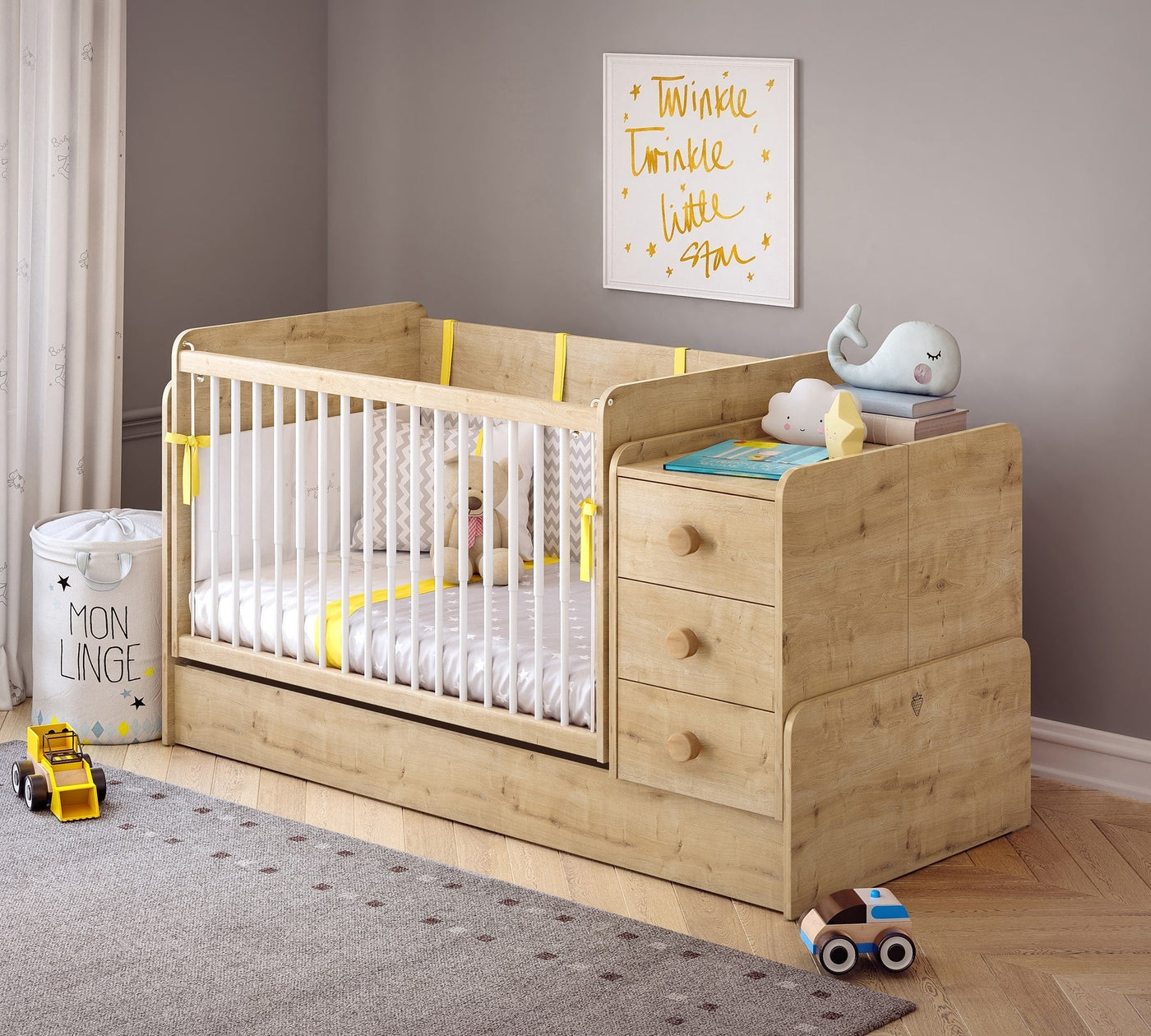 Mocha Baby Lit Bebe ConVertible Evolutif (70x115 - 70x160 cm)