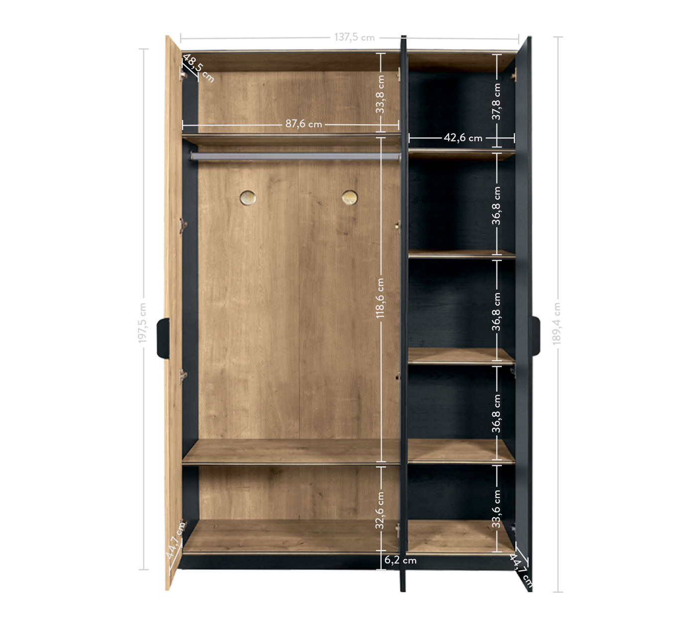 Armoire 3 Portes Line Black