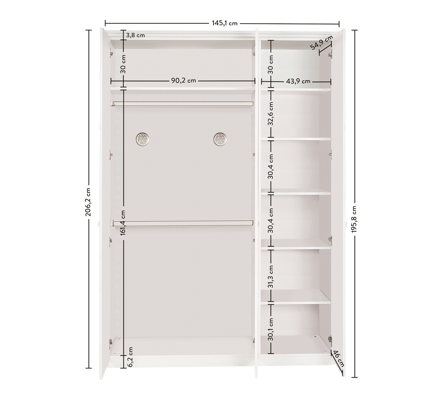 Armoire 3 Portes Selena Grey