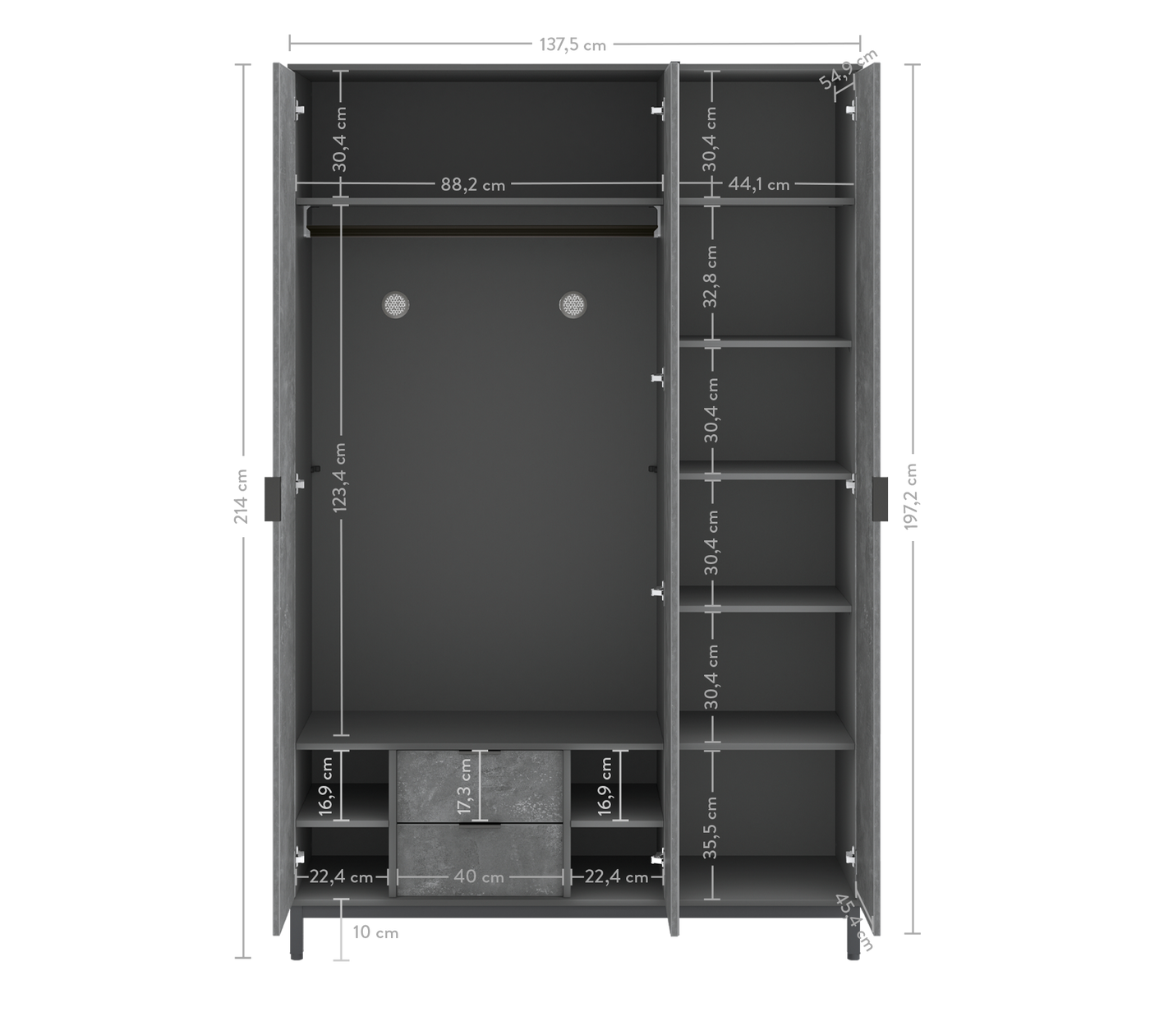 Armoire 3 Portes Space Gray