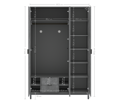 Armoire 3 Portes Space Gray