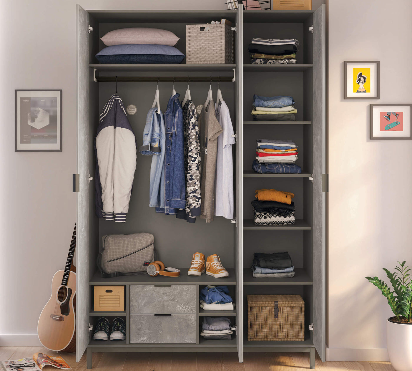 Armoire 3 Portes Space Gray