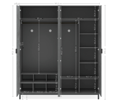 Armoire 4 Portes Space Gray